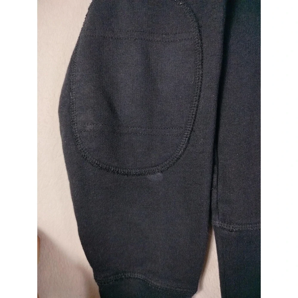 Billy Reid Sweatshirt Mens Large Gray Fleece Mock Neck Pullover Elbow Patch